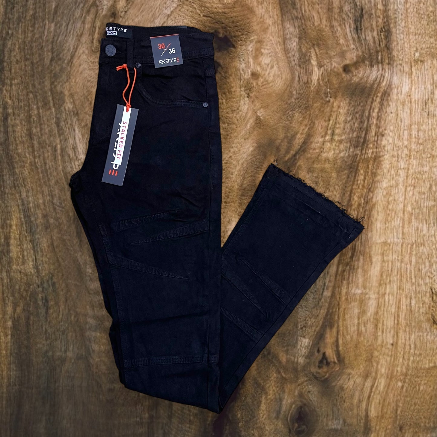 P438 - Rio Stacked Flare Jeans (Jet Black)