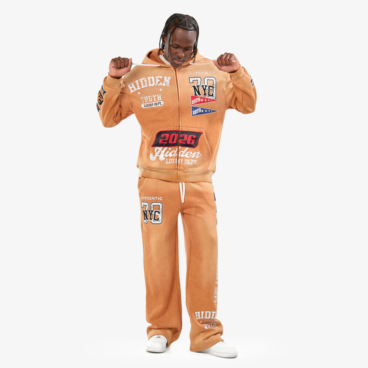 WH-631019 - Hidden Truth Pull Zip Fleece Set w/Straight Pants