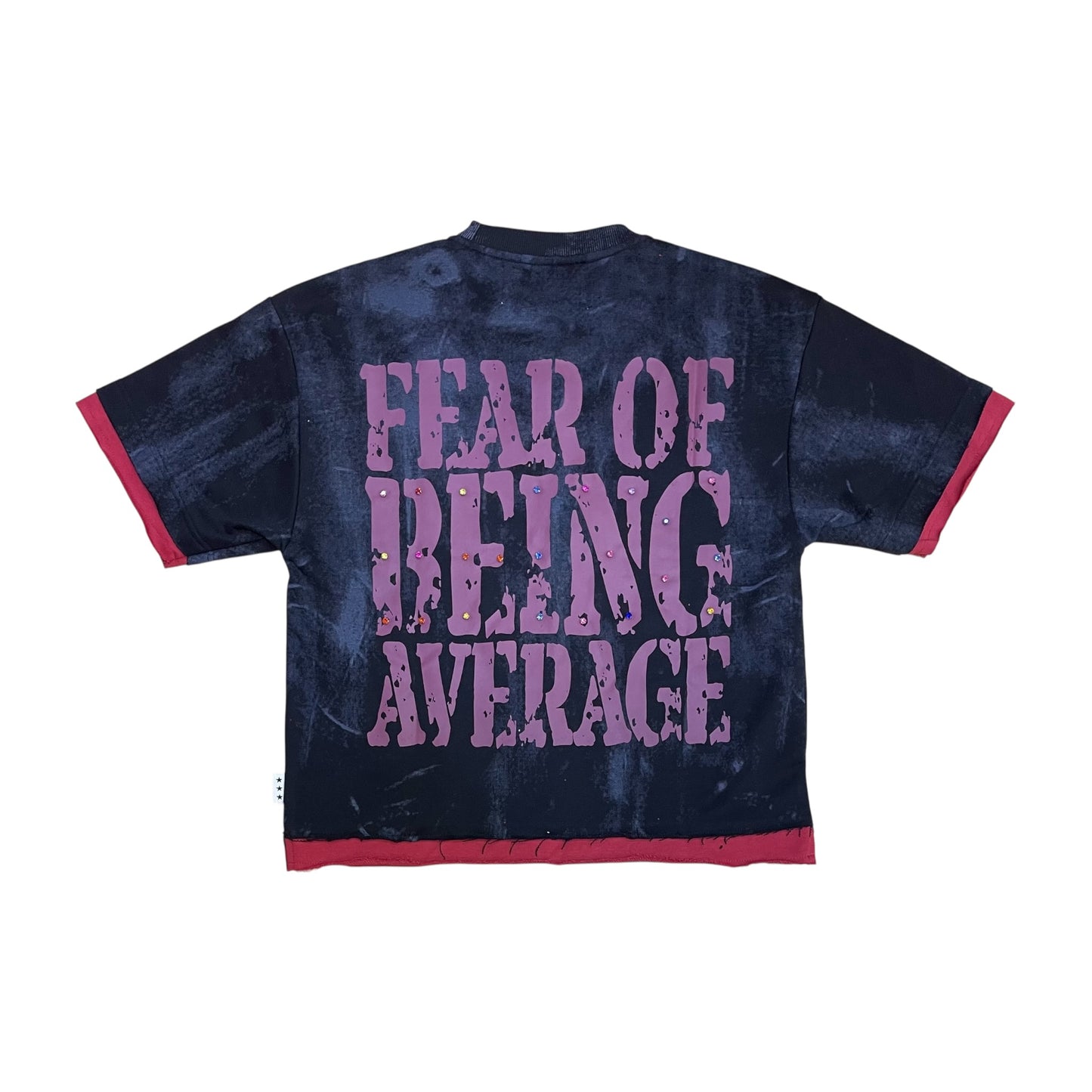 T1464 - No Risk No Glory with Rhinestones Cropped Top T-Shirt