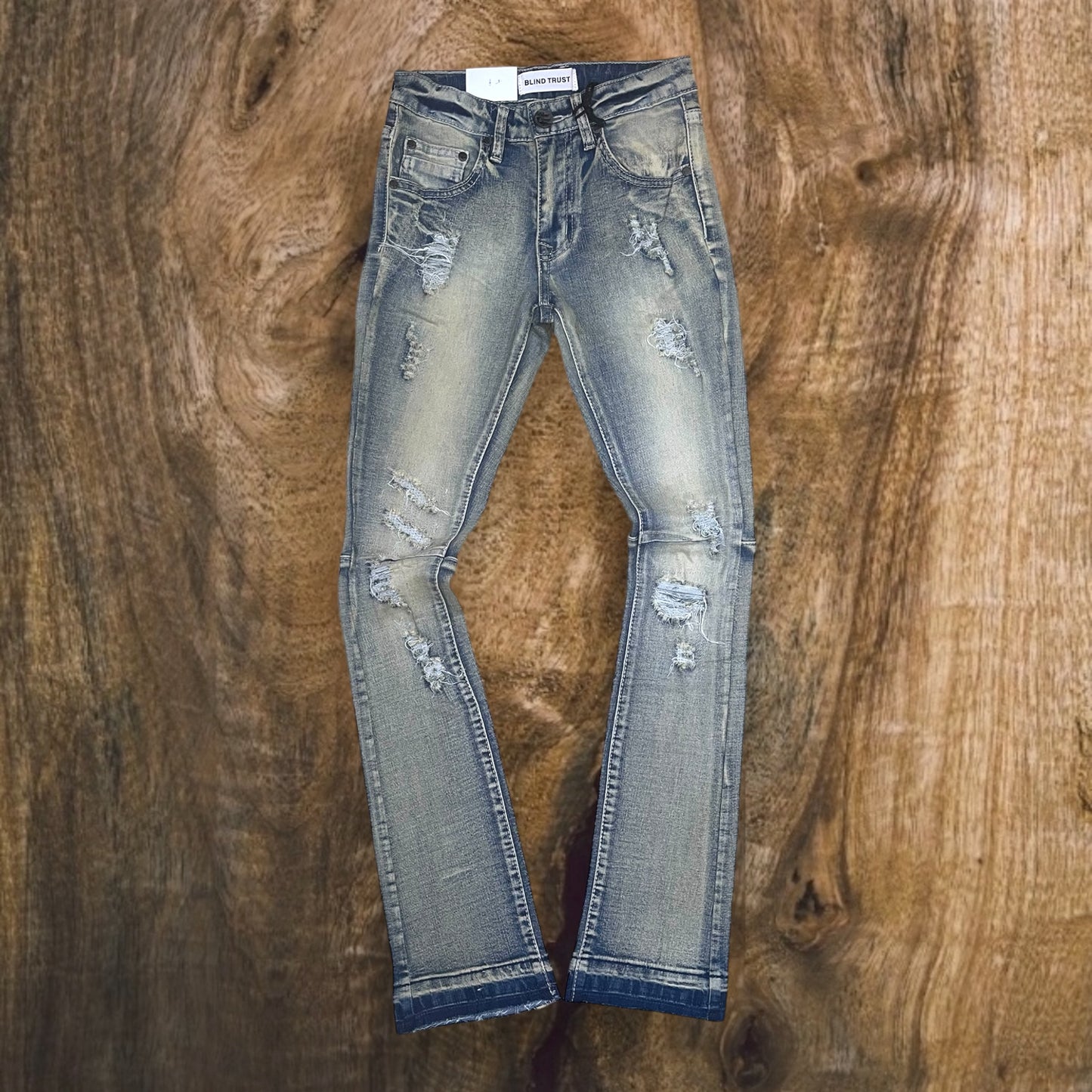 BTP24260K - Boy's/Kid's Rip & Repair Stacked Flare Jeans