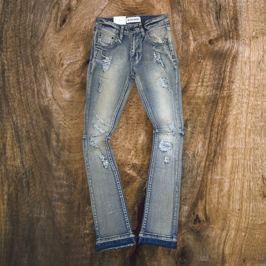 BTP24260K - Boy's/Kid's Rip & Repair Stacked Flare Jeans