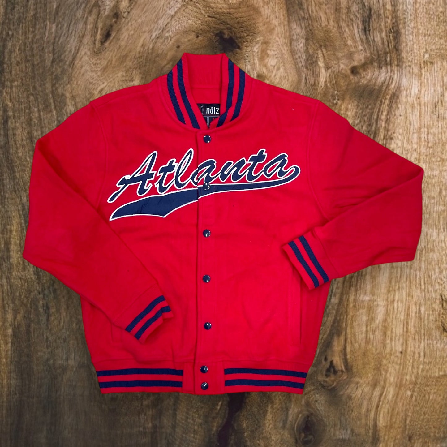 JK534 - Atlanta Solid City Varsity Jacket (Red/Navy)