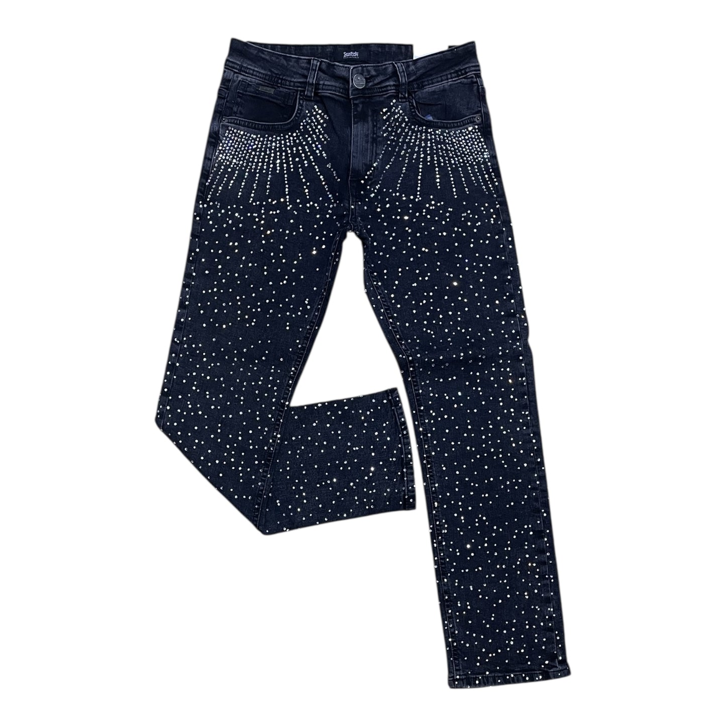 SM6603 - Rhinestone Allover Slim Straight-Fit Stretch Jeans