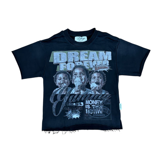 WH-T1635B - Boy's/Kid's Yummy Ice Cream with Rhinestones Crop T-Shirt