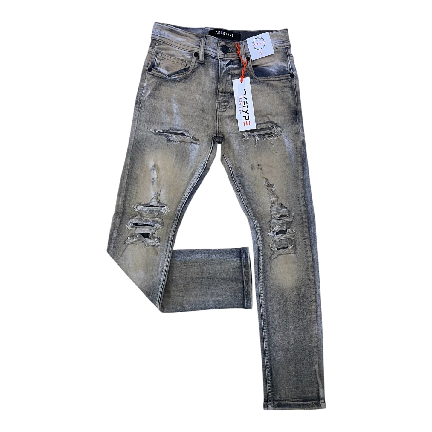 P550K - Boy's/Kids Milan Distressed Slim-Fit Stretch Jeans