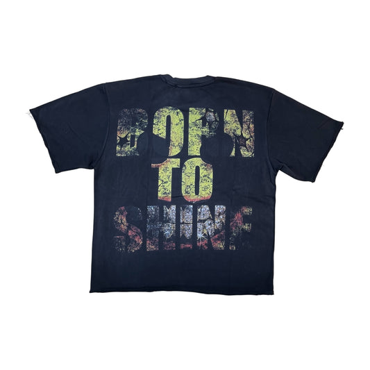 WH-3163-110 - Sinister Digital with Rhinestones n Studs Terry Cropped Graphic T-Shirt