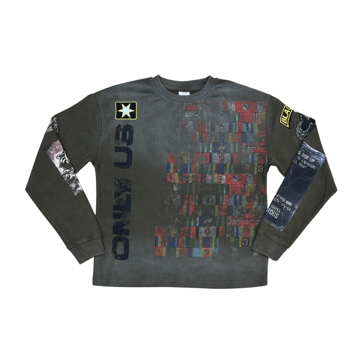 WH-3163-246 - Only US Military Style with Studded Stars Graphic L/S Thermal