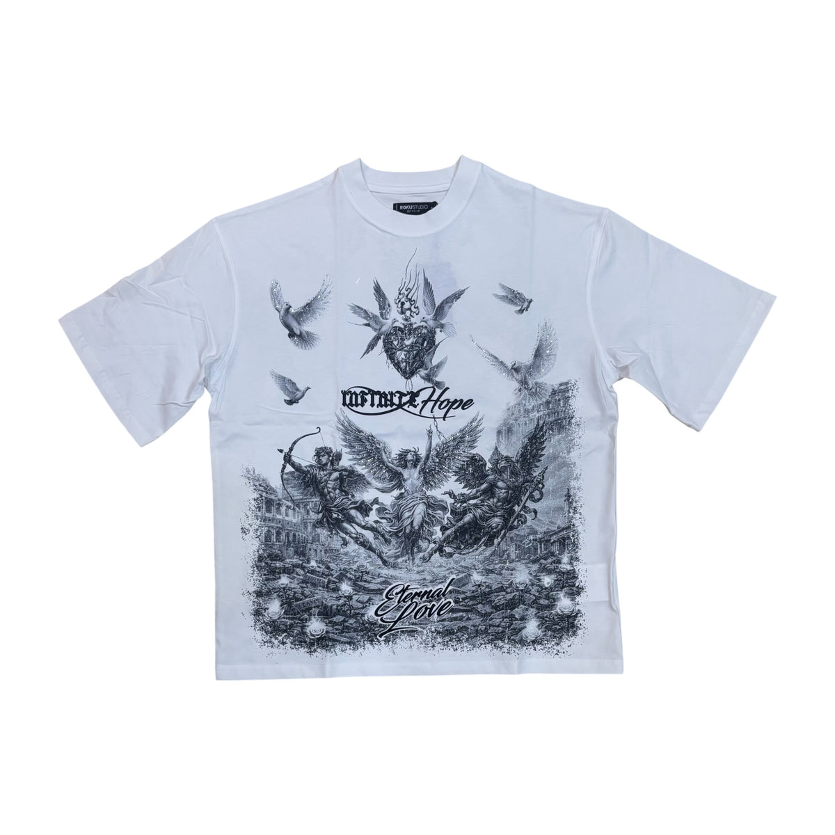 WH-RK1482119 - Blind Faith Faded with Rhinestones Boxy Graphic T-Shirt