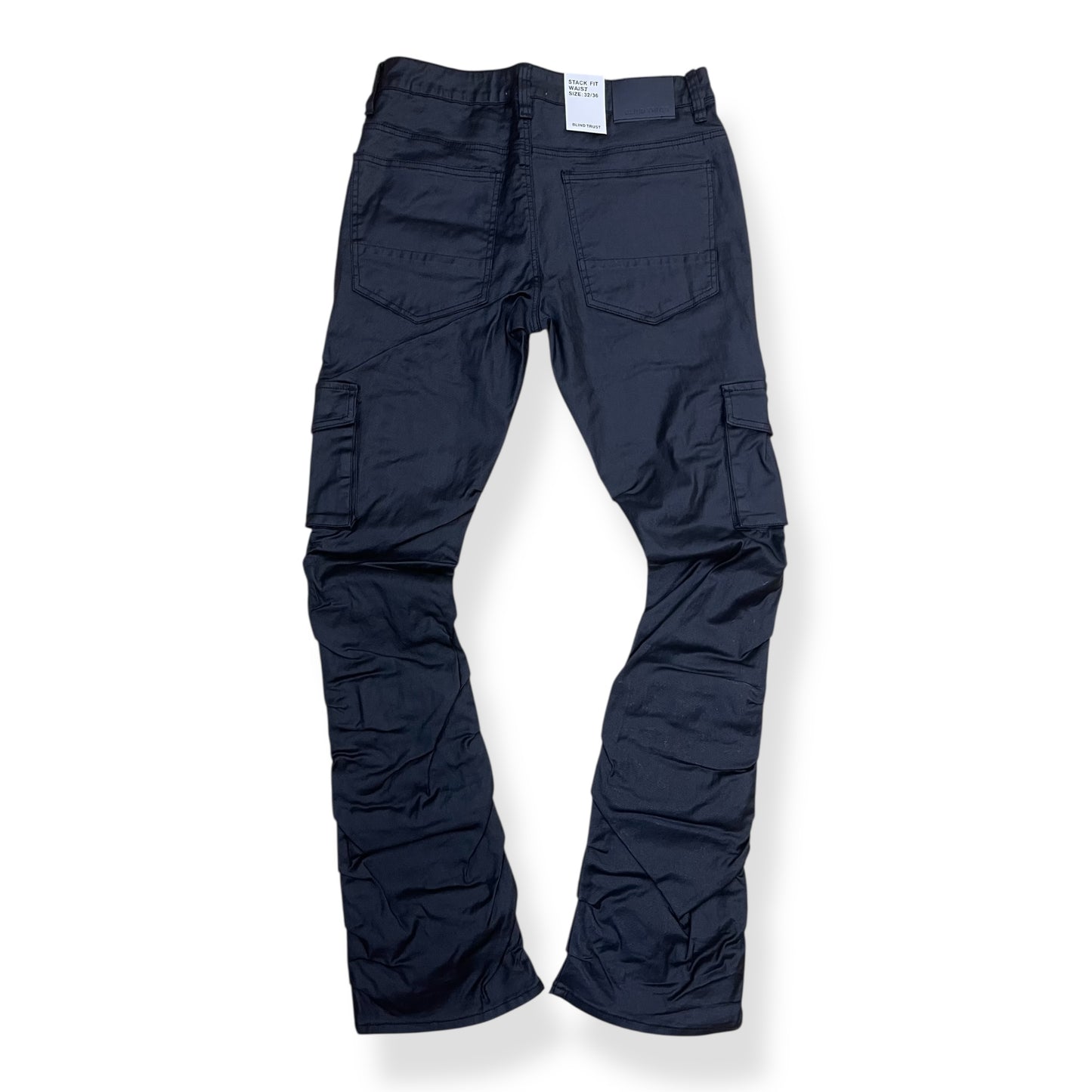 BTP25726 - Wax Coated Stacked Flare Cargo Pocket Jeans
