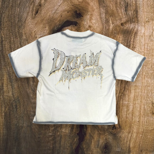 T1371 - Dream Monster with Rhinestones Cropped Top T-Shirt