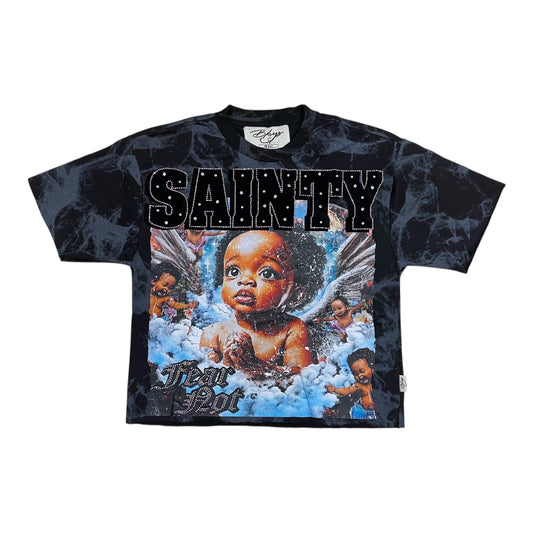 T1413 - Sainty with Rhinestones Cropped Top T-Shirt