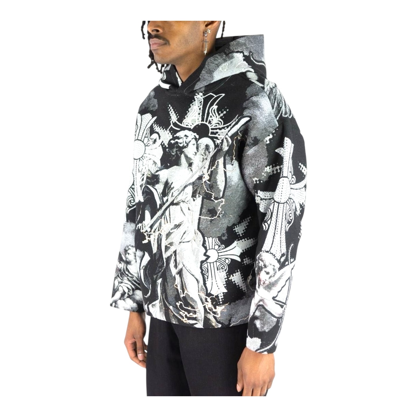 152-338 - Cross Angel Rhinestone Tapestry Hoodie