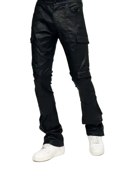 D605 - Premium Wax Coated Stacked Flare Jeans