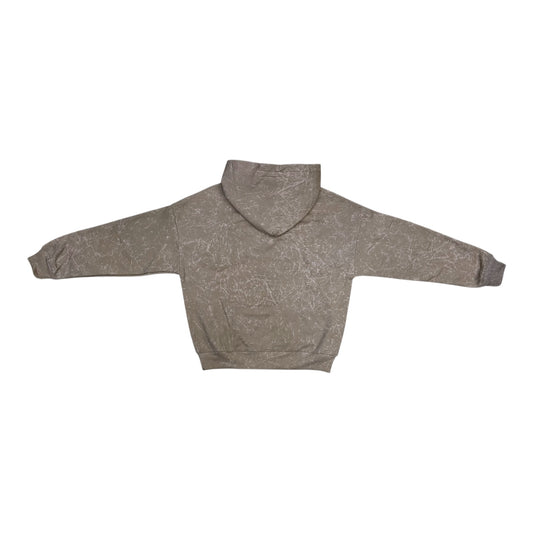 152-312 - Chenille Rebel Cropped Fleece Hoodie (Beige)