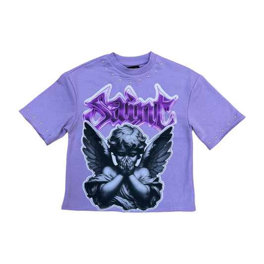 SD2627 - Saint Heavens Guardian with Studs French Terry Cropped Top