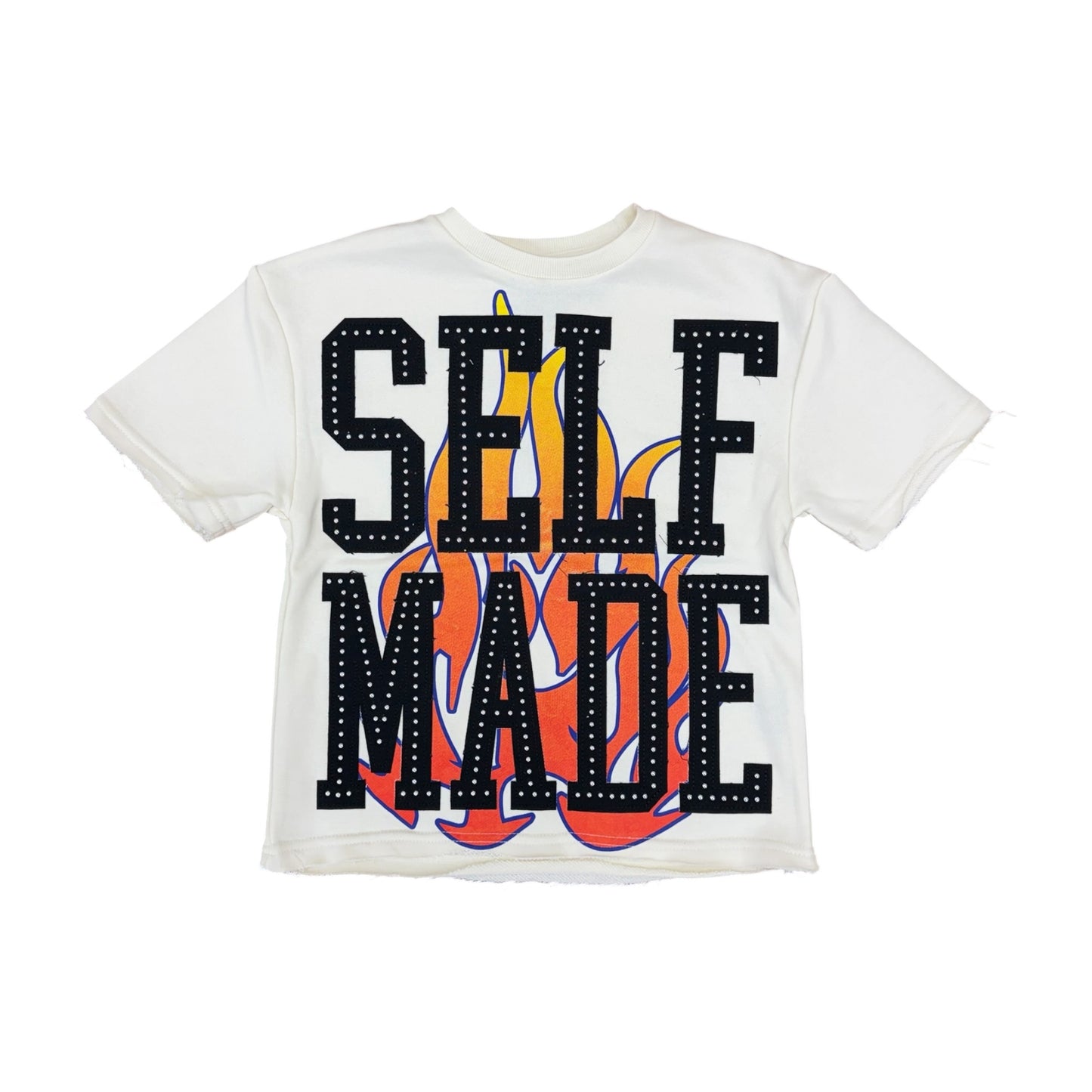 WH-FD2640K - Boy's/Kid's Self Made with Rhinestone French Terry Cropped Top