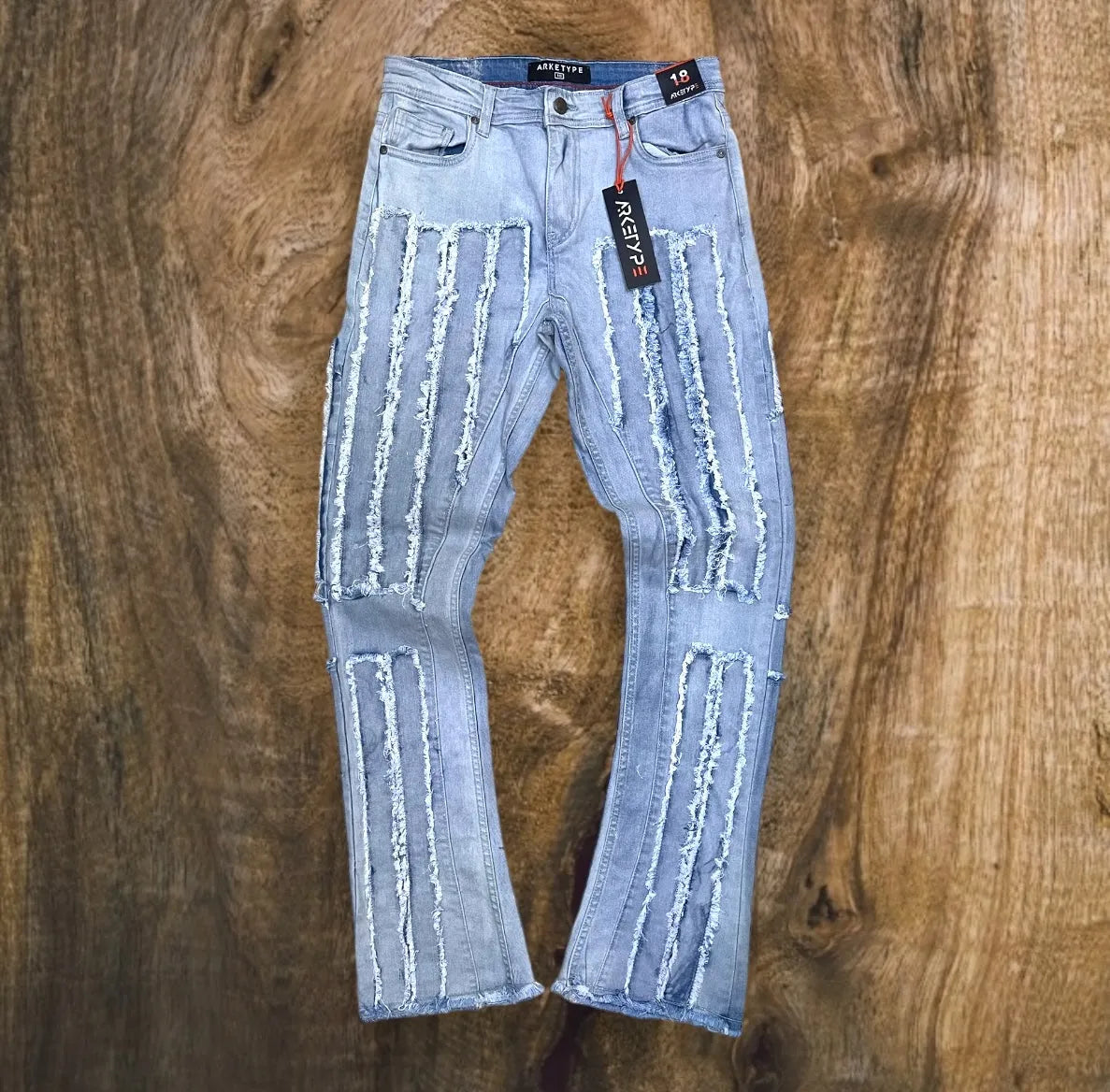 P483K - Vertical Box Rip Stacked Jeans Boys