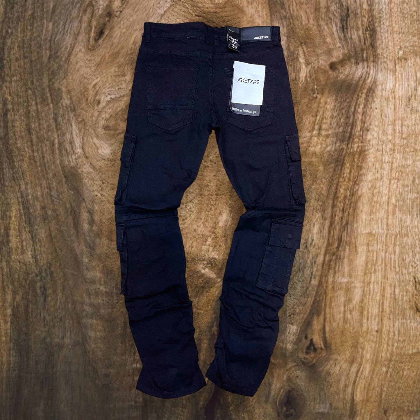 P536 - OS Cargo Stretchable Stacked Flared Jeans