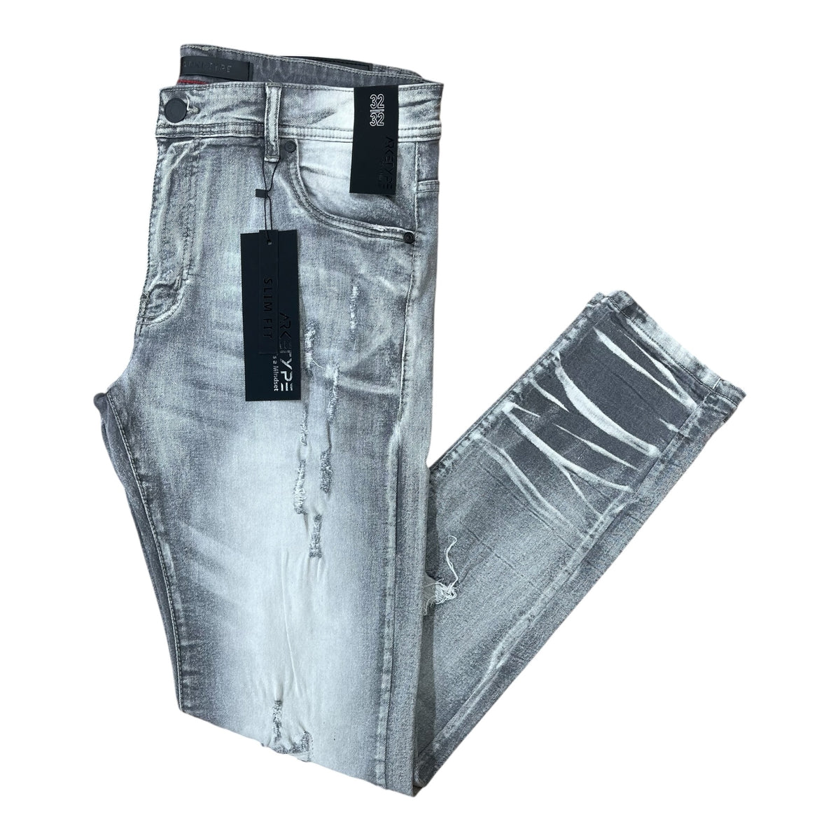 WH-P621 - Shadow Rip & Repair Slim-Fit Stretch Jeans