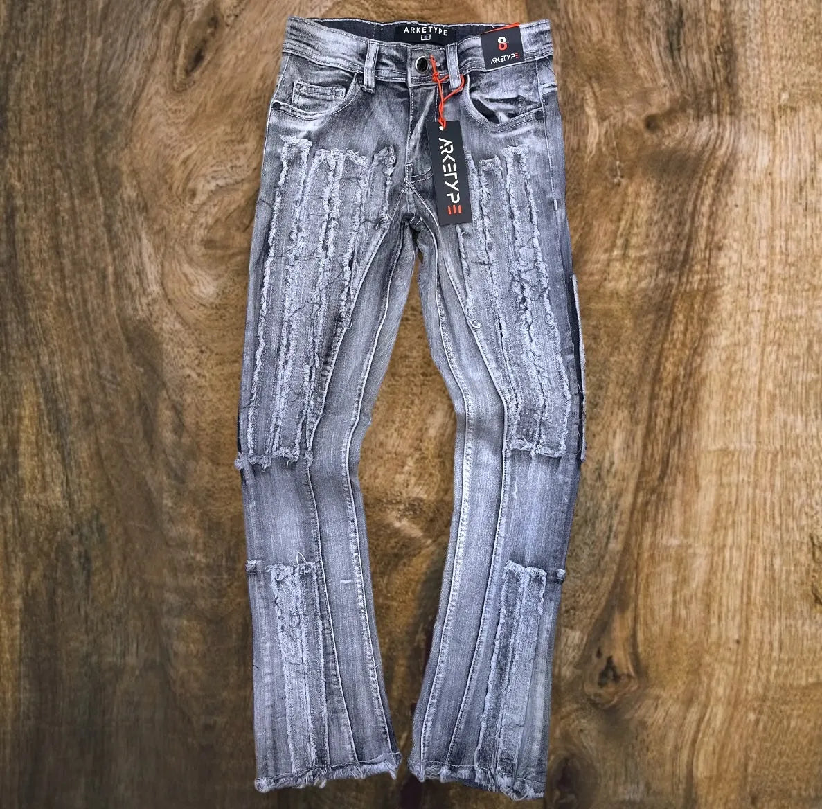 P483K - Vertical Box Rip Stacked Jeans Boys