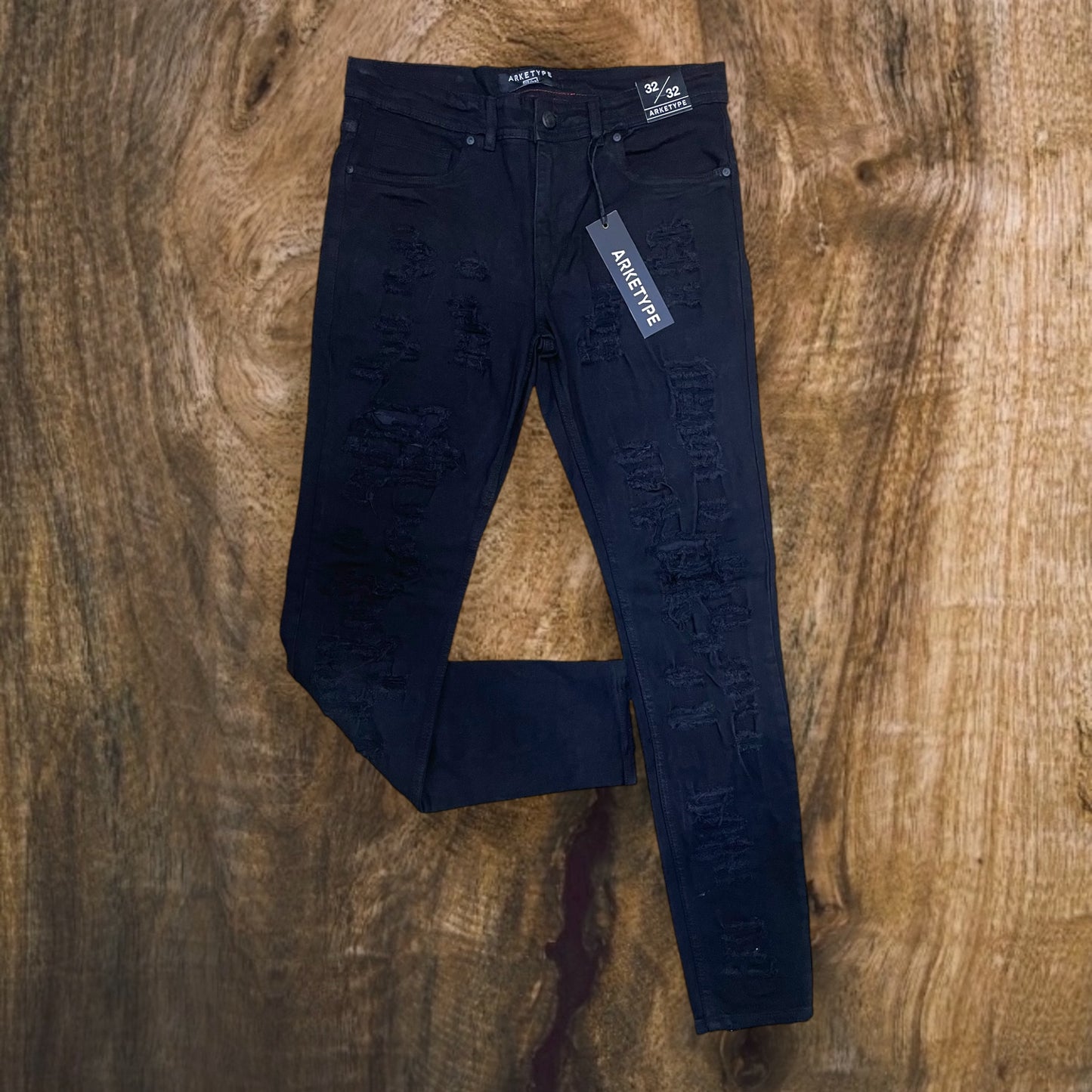 P408 - Jack Ripped Stretch Slim-Fit Jeans (Jet Black)