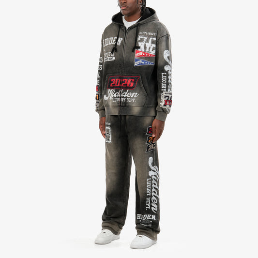 WH-631019 - Hidden Truth Pull Zip Fleece Set w/Straight Pants