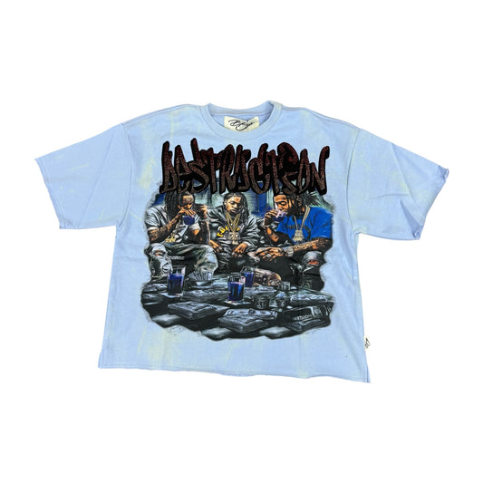T1453 - Destruction with Rhinestones Cropped Top T-Shirt