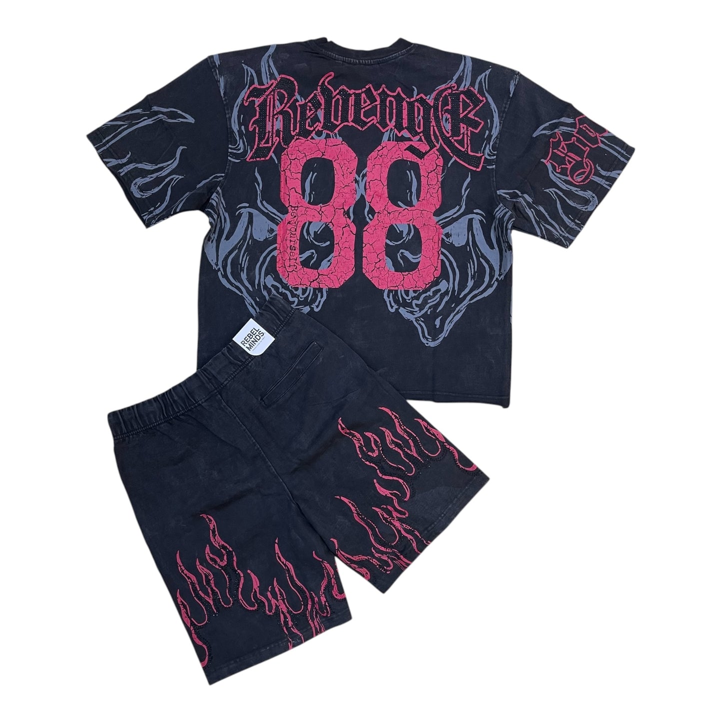610-11106 - Saint with Rhinestone Cropped Shirt, Shorts SET