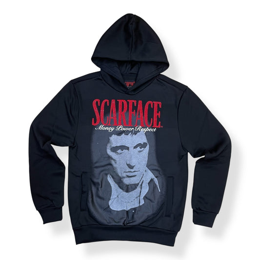 RE5-099 - Scarface "Money Power Respect" Rhinestone Hoodie
