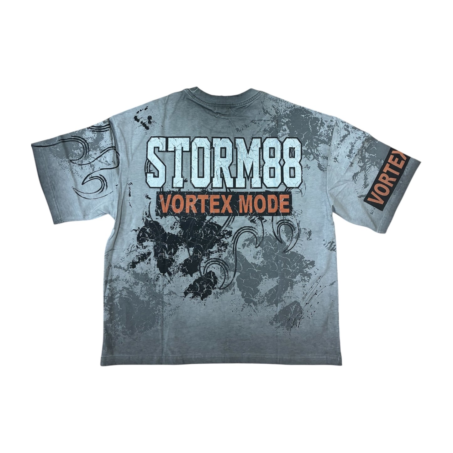 WH-ST8-017 - Storm88 with Rhinestone Heavy Print & Garment Wash Regular Fit Graphic Tee