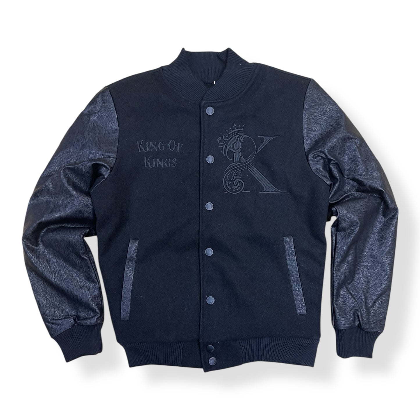 DF5508 - King of Kings Wool Body/Direct Embo & Rhinestone Varsity Jacket