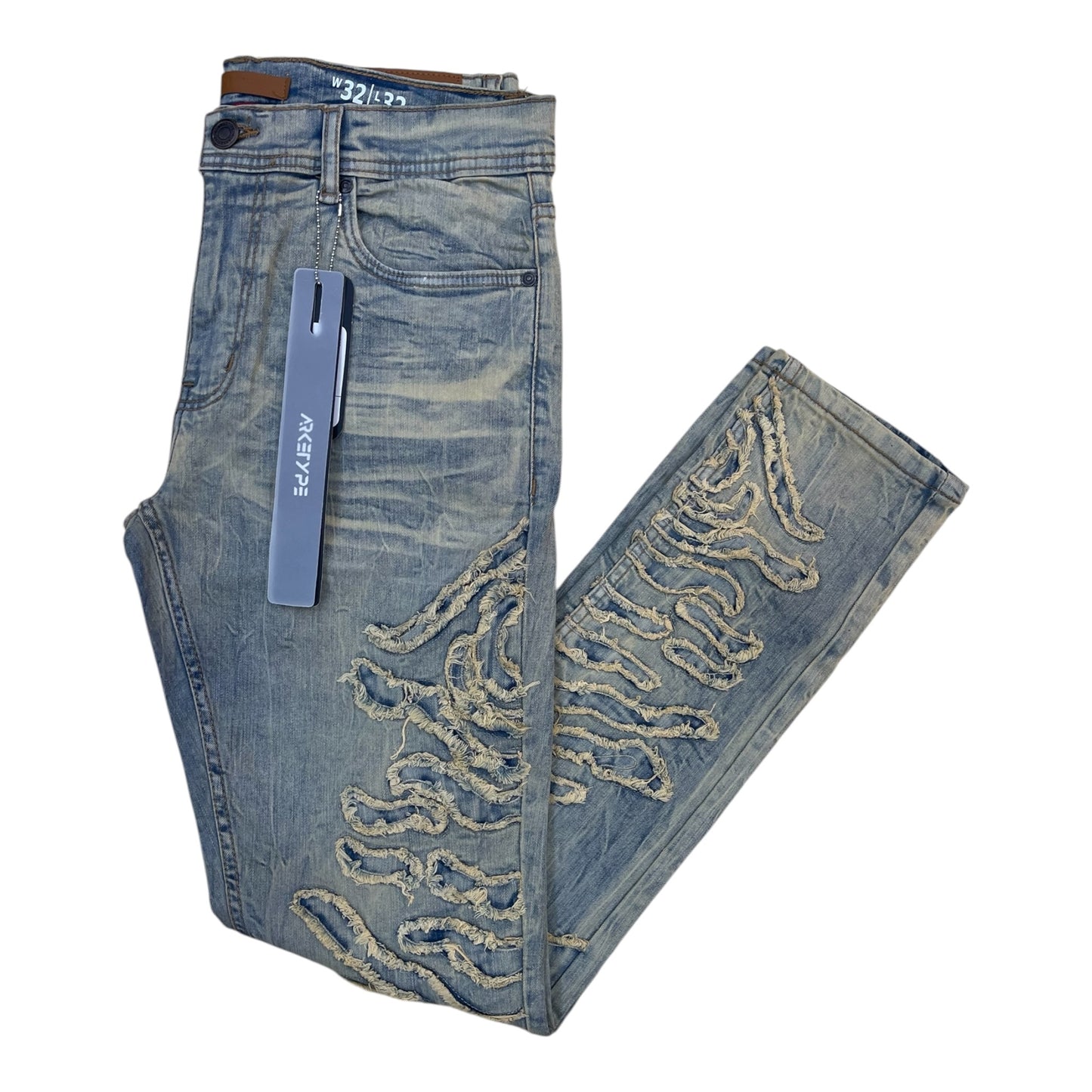 WH-P617 - Cypress Laser Motif Slim-Fit Stretch Jeans
