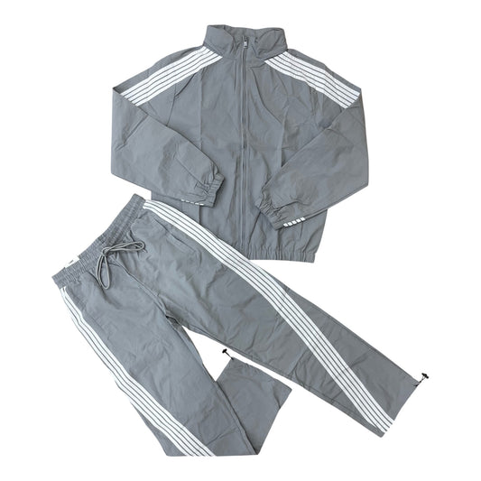 WH-A00-14505 - Striped Nylon Windbreaker Jacket & Pants Set