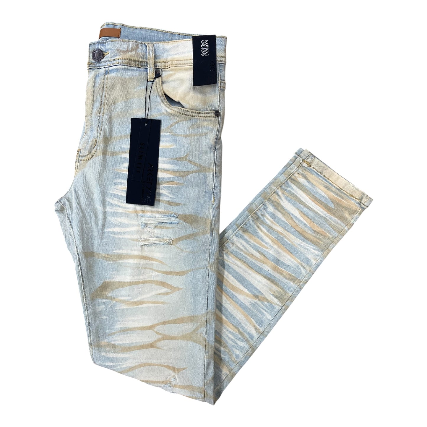 WH-P622 - Crinkle Ripped Slim-Fit Stretch Jeans