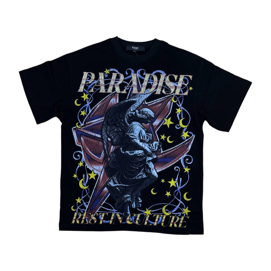 KNT126 - Paradise Rest in Culture Rhinestone Boxy Graphic T-Shirt