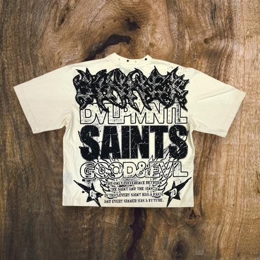 752-133 - Sinner Studs with Rhinestones Oversize Cropped Top T-Shirt