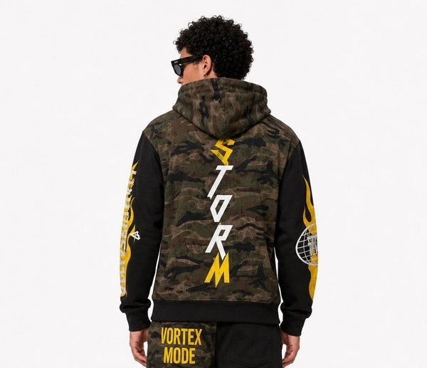 WH-ST8-037 - Premium French Terry Full Zip with Print, Twill Patch & Stud Patch Works Hoodie