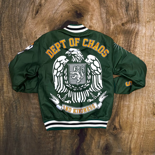 OWG-18 - Dept OF Chaos and Kindness Varsity Jacket (Green)