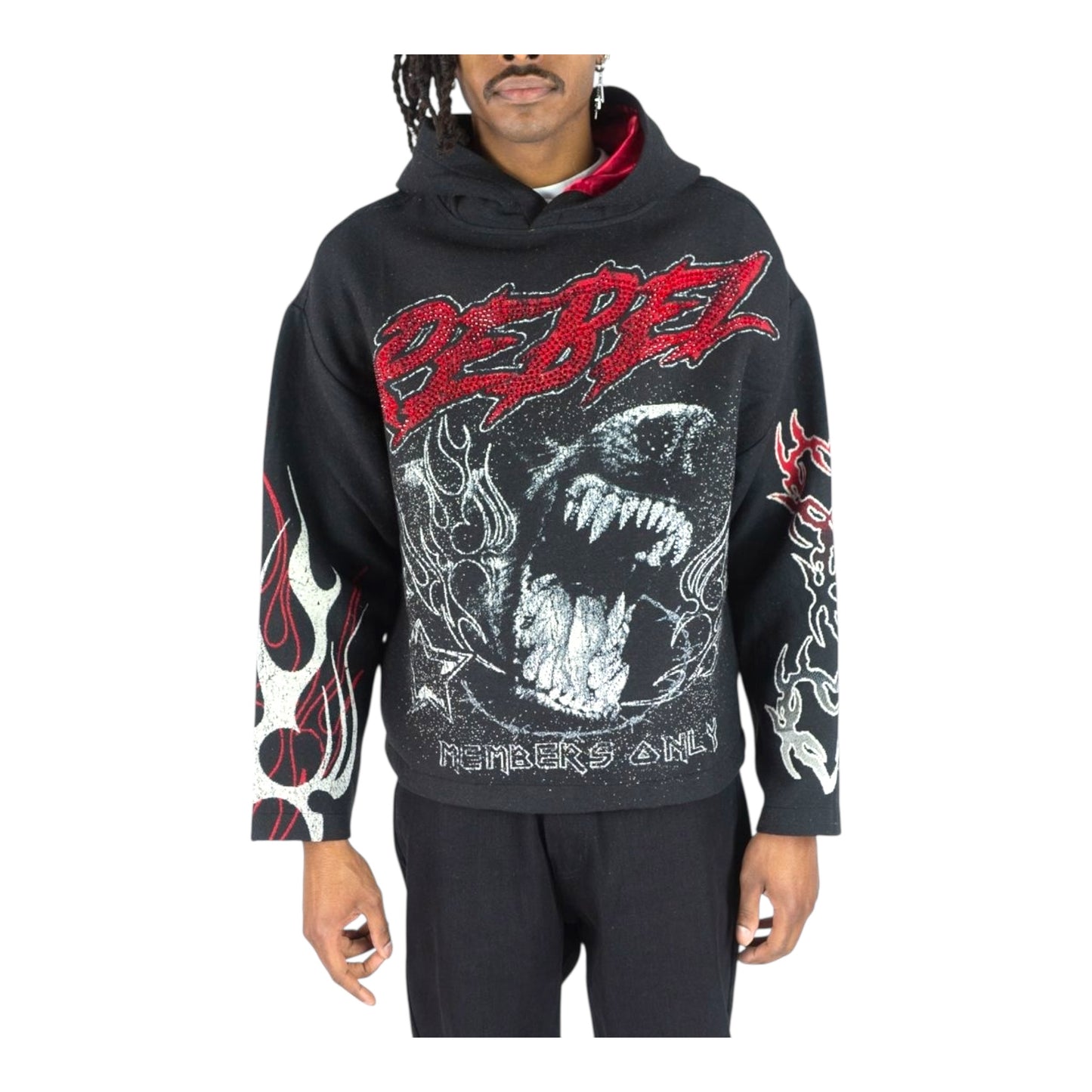 152-339 - Mad Dog Rhinestone Tapestry Hoodie