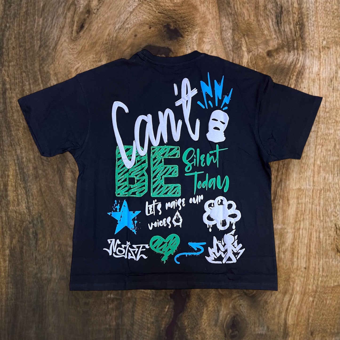152-117 - CANT BE Rhinestones Boxy Graphic T-Shirt
