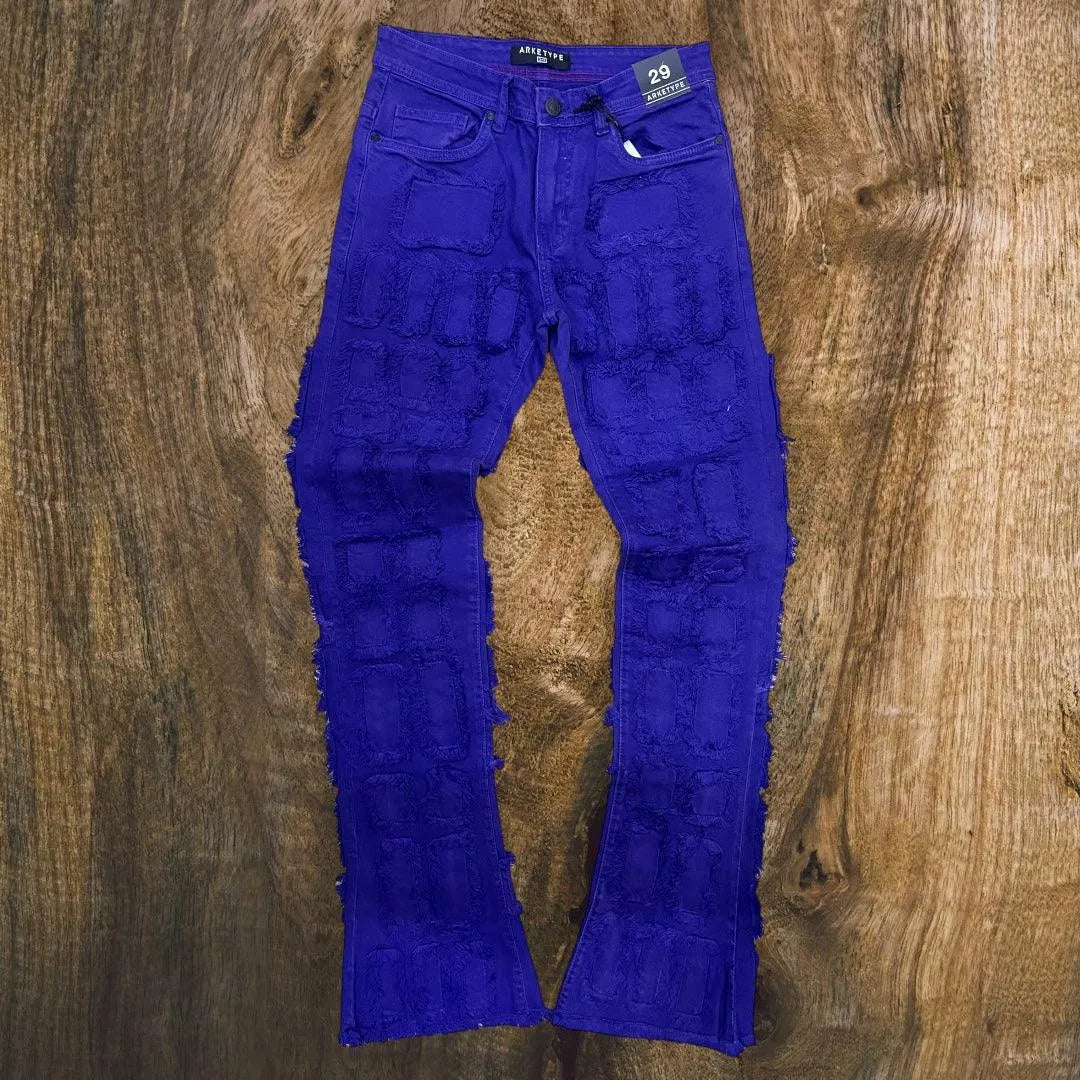 P407 - (Adam) Allover Block Stacked Twill Pants - Just Casual