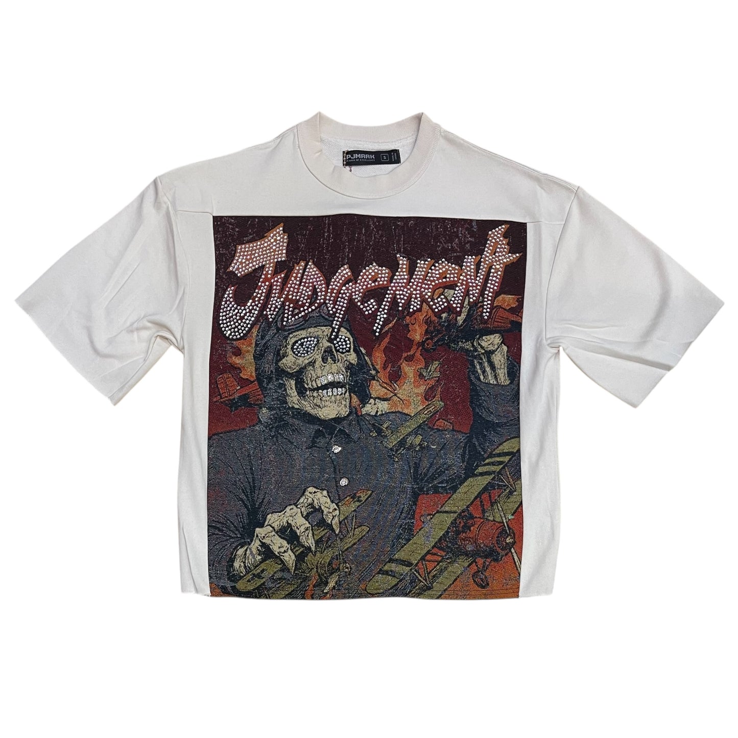 T2613 - Judgement with Tapestry Rhinestones Cropped Top T-Shirt