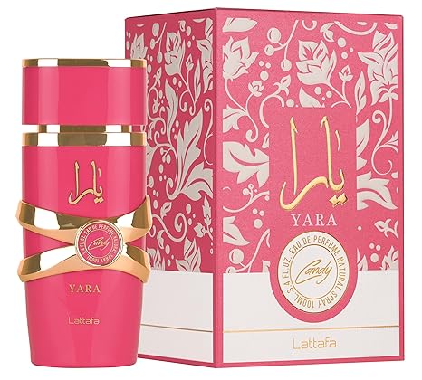 Lattafa Yara Candy - Vanilla, Fruity, Citrus, Floral for Women Eau de Parfum Spray, 3.4 Ounce