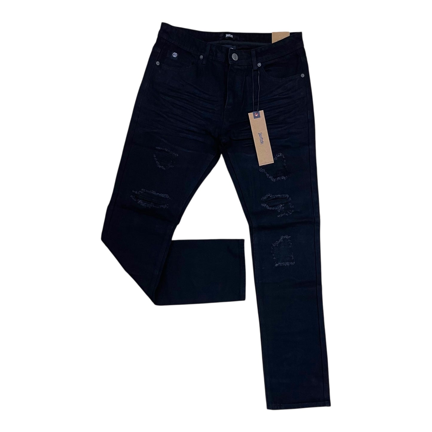 SF4600 - Damage Rip & Repair Denim Slim Straight-Fit Non-Stretch Jeans