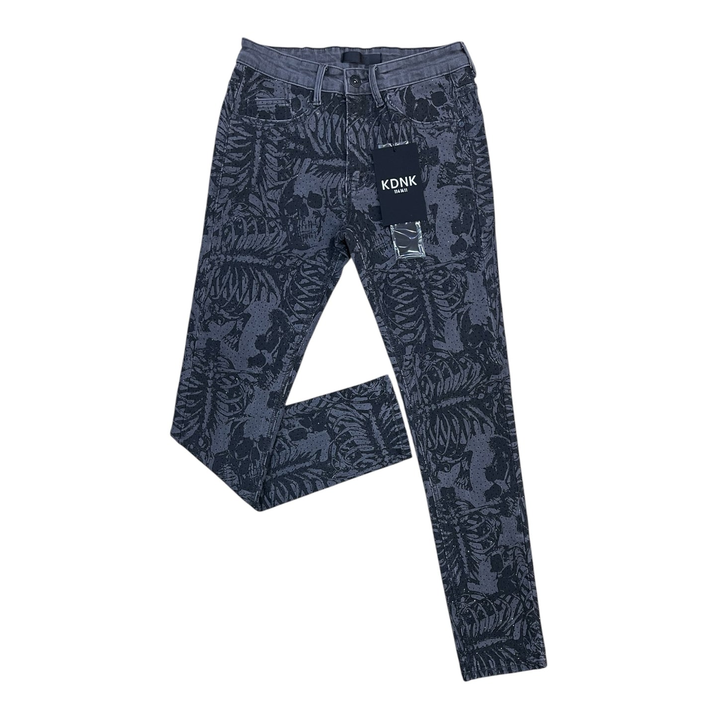 WH-KND4960 - Skeleton Rhinestone Skinny Fit Stretch Jeans