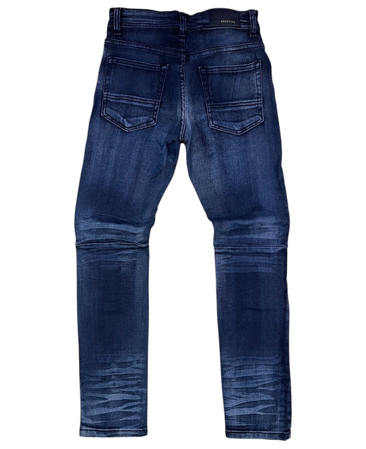 P478K - Boy's/Kids Double Whisker Rip n Repair Slim-Fit Stretch Jeans