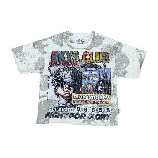 WH-T1639B - Boy's/Kid's Global King with Rhinestones Crop T-Shirt