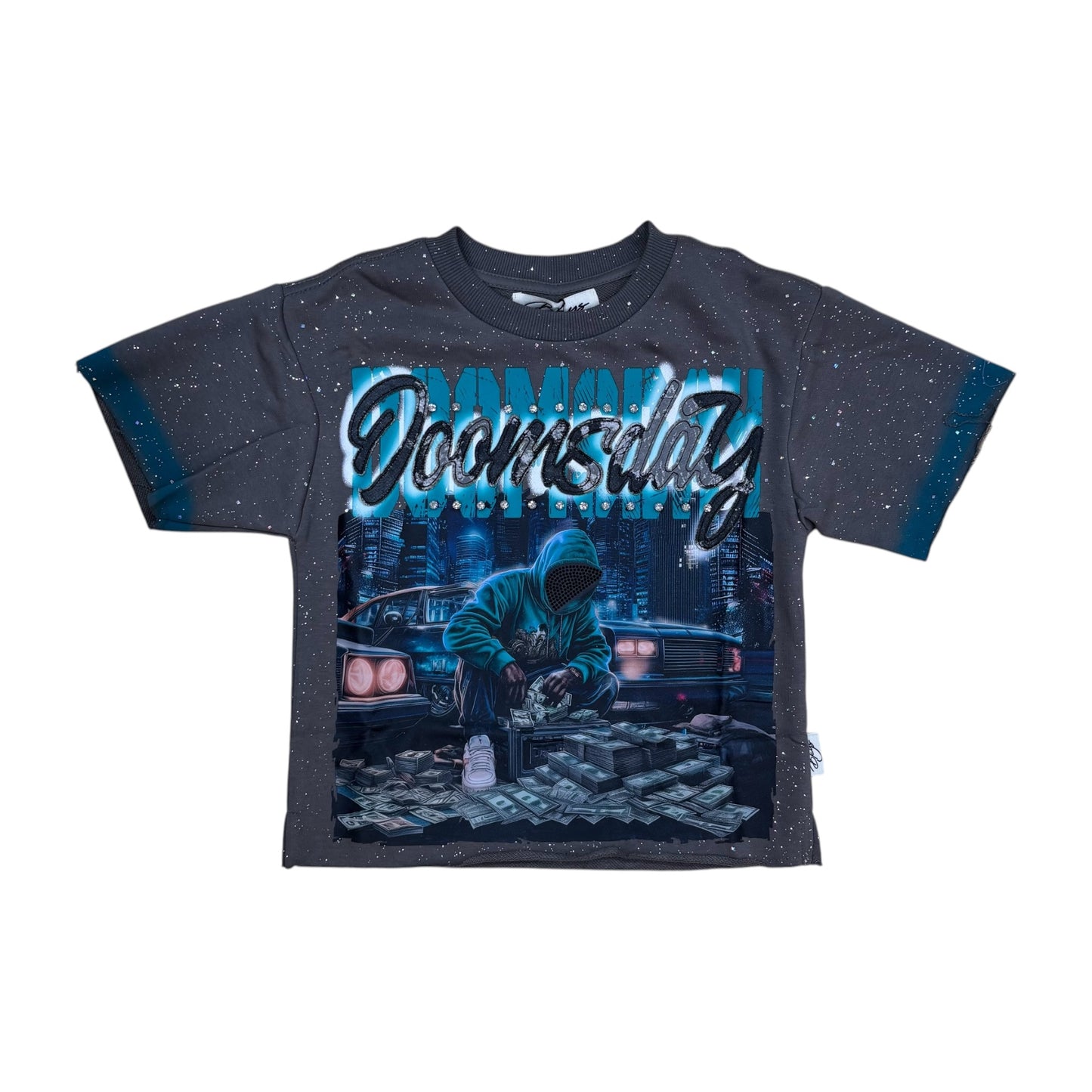 T1455B - Boy's/Kid's Doomsday with Rhinestones Cropped Top T-Shirt