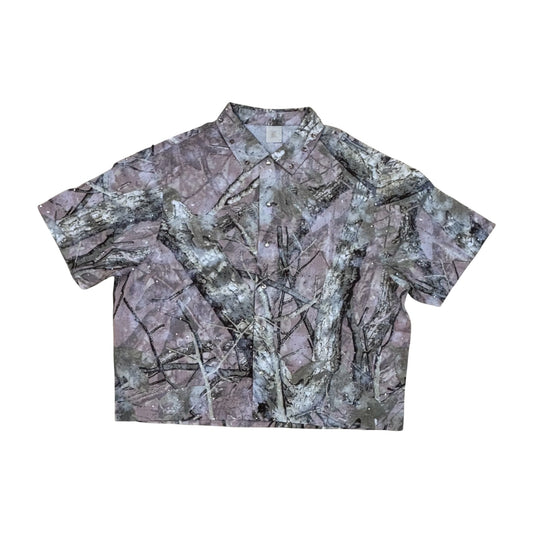 WH-610-32763 - Camo Woven with Rhinestones and Studs Button Down Shirt