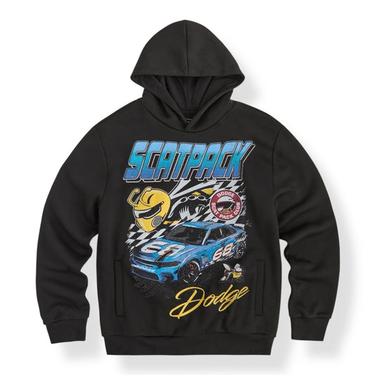 RE5-085 - Dodge SCATPACK Rhinestone Graphic Hoodie